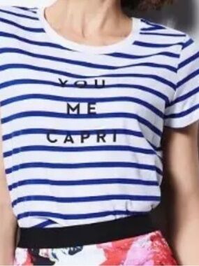 Milly Striped Blue and White Graphic Tee